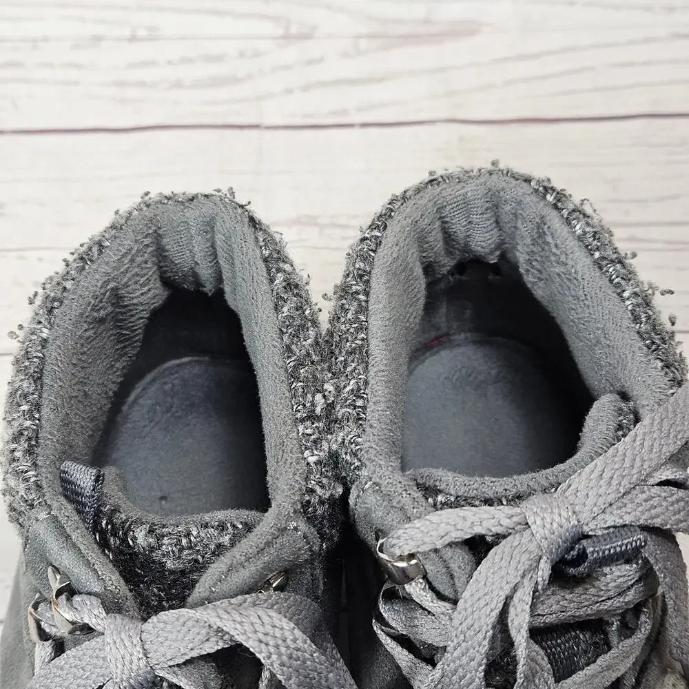 Skechers Synergy Walking Boots Women's Grey US 8.5 Faux Fur Lined Knit Collar